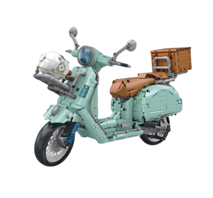 Zabawka dla dzieci klocki model zielonego retro skutera 1828