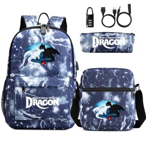 Zestaw Szkolny 3w1 Jak Wytresować Smoka z Blokadą Antykradzieżową i USB