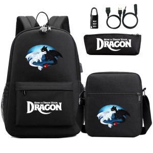 Zestaw Szkolny 3w1 Jak Wytresować Smoka z Blokadą Antykradzieżową i USB