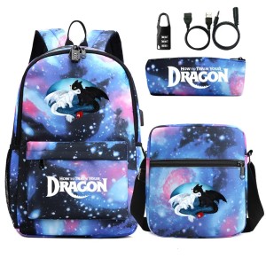 Zestaw Szkolny 3w1 Jak Wytresować Smoka z Blokadą Antykradzieżową i USB