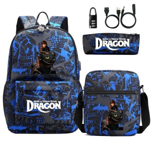 Zestaw Szkolny 3w1 Jak Wytresować Smoka z Blokadą Antykradzieżową i USB 