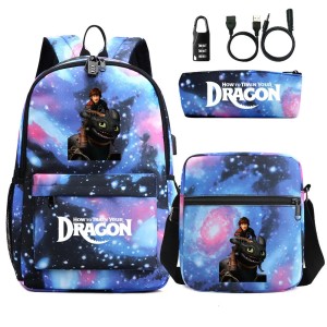 Zestaw Szkolny 3w1 Jak Wytresować Smoka z Blokadą Antykradzieżową i USB