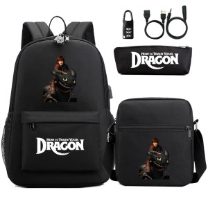 Zestaw Szkolny 3w1 Jak Wytresować Smoka z Blokadą Antykradzieżową i USB