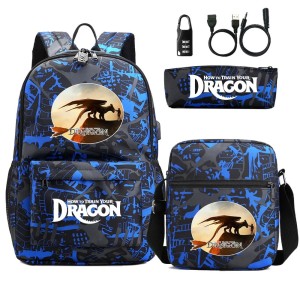 Zestaw Szkolny 3w1 Jak Wytresować Smoka z Blokadą Antykradzieżową i USB