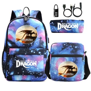 Zestaw Szkolny 3w1 Jak Wytresować Smoka z Blokadą Antykradzieżową i USB