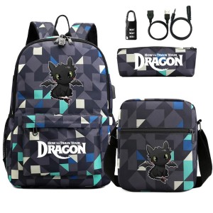 Zestaw Szkolny 3w1 Jak Wytresować Smoka z Blokadą Antykradzieżową i USB