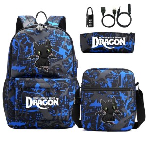 Zestaw Szkolny 3w1 Jak Wytresować Smoka z Blokadą Antykradzieżową i USB