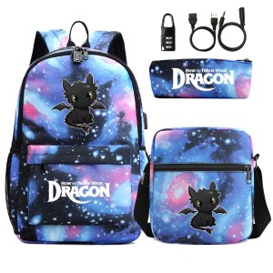 Zestaw Szkolny 3w1 Jak Wytresować Smoka z Blokadą Antykradzieżową i USB