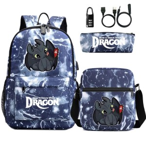 Zestaw Szkolny 3w1 Jak Wytresować Smoka z Blokadą Antykradzieżową i USB