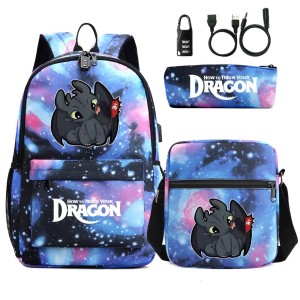 Zestaw Szkolny 3w1 Jak Wytresować Smoka z Blokadą Antykradzieżową i USB