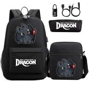 Zestaw Szkolny 3w1 Jak Wytresować Smoka z Blokadą Antykradzieżową i USB