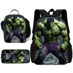 Zestaw Szkolny 3 w 1 Niesamowity Hulk Plecak Piórnik Torba na Lunch