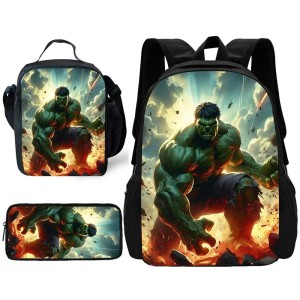 Zestaw Szkolny 3 w 1 Niesamowity Hulk Plecak Piórnik Torba na Lunch