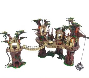 Zestaw klocków Leśna Wioska Wojowników 1990 elementów – osada na drzewach inspirowana światem Star Wars