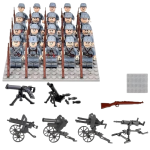 Zestaw figurek żołnierzy II wojna światowa 20 szt. + akcesoria – figurki konstrukcyjne