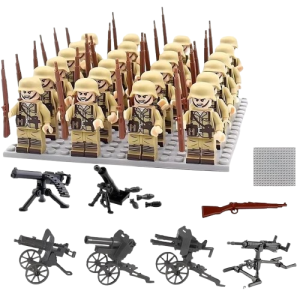 Zestaw figurek żołnierzy II wojna światowa 20 szt. + akcesoria – figurki konstrukcyjne
