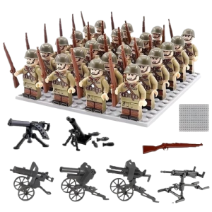 Zestaw figurek żołnierzy II wojna światowa 20 szt. + akcesoria – figurki konstrukcyjne