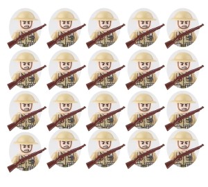 Zestaw figurek żołnierzy brytyjskich – 20 sztuk + karabiny | kompatybilne klocki