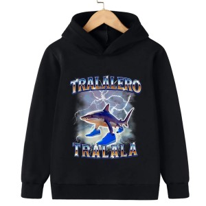 Bluza dziecięca z kapturem Tralalero Tralala bluza z rekinem w butach 100-160