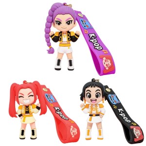 Zestaw 3 Figurek Breloków Demon Hunters Huntrix 3D Premium do Kluczy i Plecaka 