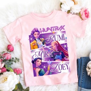 Koszulka Dziecięca Anime K-Pop Demon Hunters – T-shirt Bawełniany – Postacie Huntrix