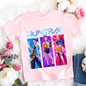 Koszulka Dziecięca Anime K-Pop Demon Hunters – T-shirt Bawełniany – Postacie Huntrix