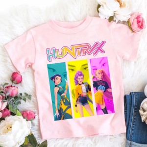 Koszulka Dziecięca Anime K-Pop Demon Hunters – T-shirt Bawełniany – Postacie Huntrix