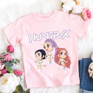 Koszulka Dziecięca Anime K-Pop Demon Hunters – T-shirt Bawełniany – Postacie Huntrix