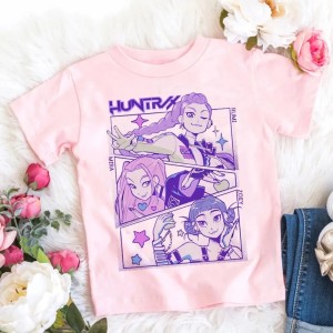 Koszulka Dziecięca Anime K-Pop Demon Hunters – T-shirt Bawełniany – Postacie Huntrix