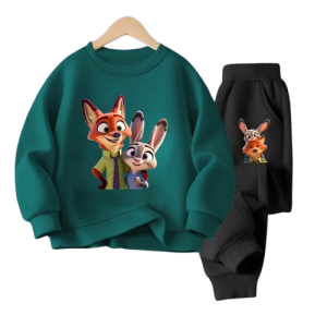 Dziecięcy Komplet Dresowy z Motywem Zwierzogród – Bluza i Spodnie 