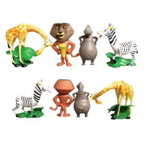 Zestaw Figurek Zwierzęta z Zoo 4 szt. – Lew, Zebra, Żyrafa i Hipopotam – Bohaterowie Bajki
