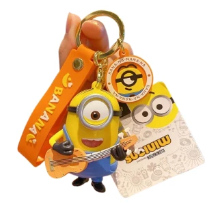 Brelok do Kluczy Minionek – Zabawna Figurka Stylowa Zawieszka z Paskiem "BANANA" 