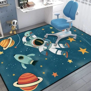 Dywan Dziecięcy Kosmos Astronauta Antypoślizgowy Miękki do Prania w Pralce