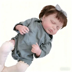 Realistyczna Lalka Reborn Śpiąca Jak Prawdziwy Noworodek 49 cm Malowanie 3D Ubranko + Smoczek i Butelka