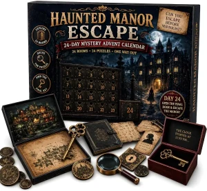 Kalendarz Adwentowy Escape Room Nawiedzona Posiadłość 2026 – 24 Zagadki i Pokoje Gra Przygodowa