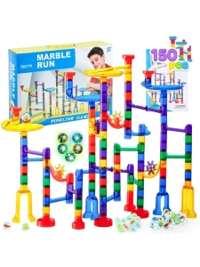 Kulodrom Tor dla Kulek Klocki Konstrukcyjne 150 el. Marble Run – Kulodrom Przestrzenny ze Świecącymi Kulkami w Ciemności i Wiatrakami
